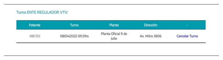 Paso 3 para consultar o cambiar el turno de la VTV en Longchamps